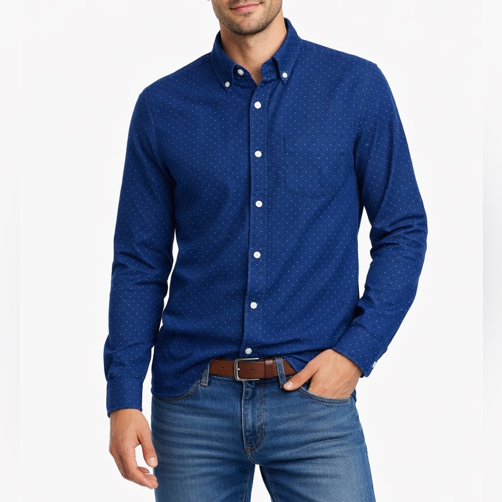 Gap Blue Dot Oxford Long Sleeve Standard Fit Button Down Shirt Men’s Small